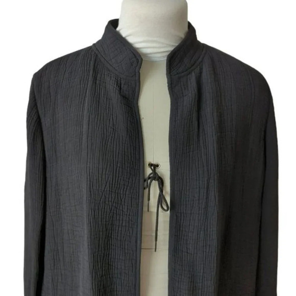Eileen Fisher Textured Rayon Silk Open Front Coat - Picture 5 of 7